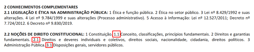 Parte do conteúdo programático edital do CRT-SP para o cargo de Técnico Administrativo